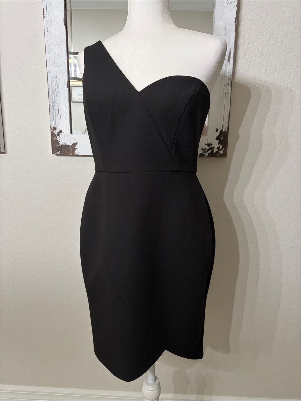 BCBGMaxAzria Black One-Shoulder Sheath Dress